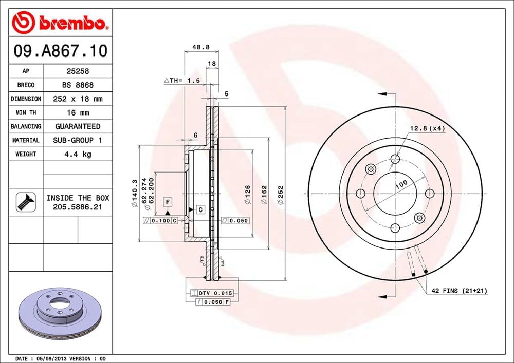 Brembo 09.A867.10 Bremsscheibe - Paar