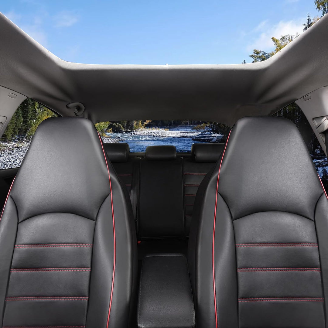 TOYOUN Klassisch Autositzbezüge Vordersitze Highback Sitzbezüge 2er Universal Schonbezüge PU Leder S