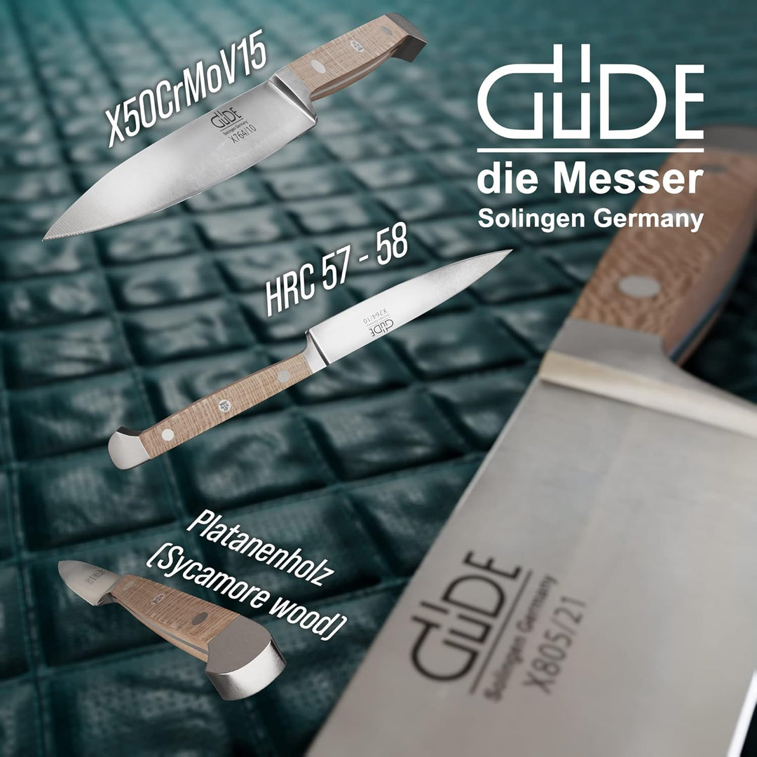 GÜDE Solingen - Spickmesser geschmiedet, 10 cm, Platanenholz, ALPHA PLATANE, Office Messer, Doppelkr