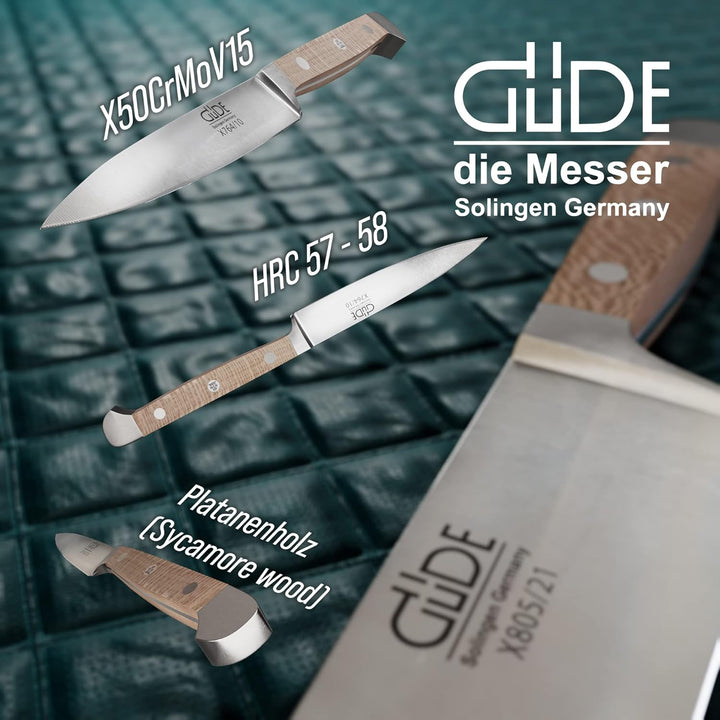 GÜDE Solingen - Spickmesser geschmiedet, 10 cm, Platanenholz, ALPHA PLATANE, Office Messer, Doppelkr