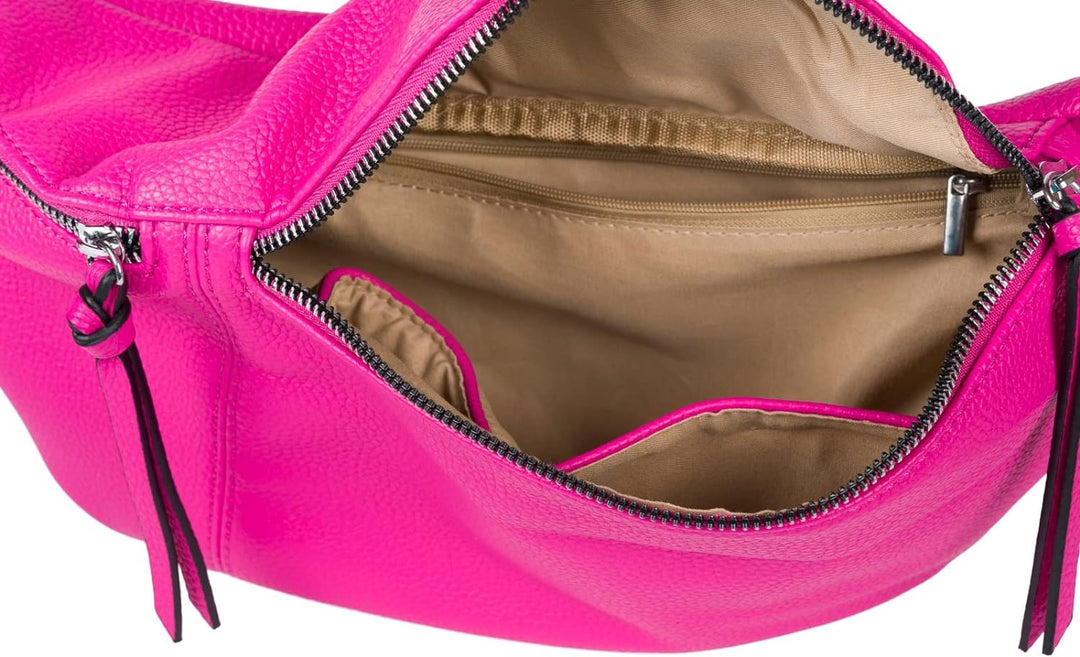 styleBREAKER Damen Halbmond Crossbody Schultertaschen Set 3-Teilig, Schultergurt mit Muster, Schlüss