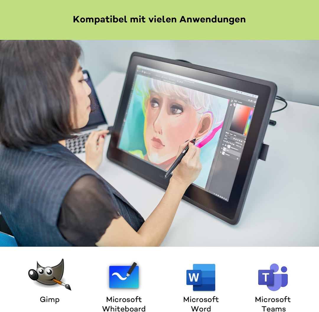 Wacom Cintiq 22 Kreativ-Stift-Display Tablet (mit Standfuss, zum Illustrieren & Zeichnen direkt auf