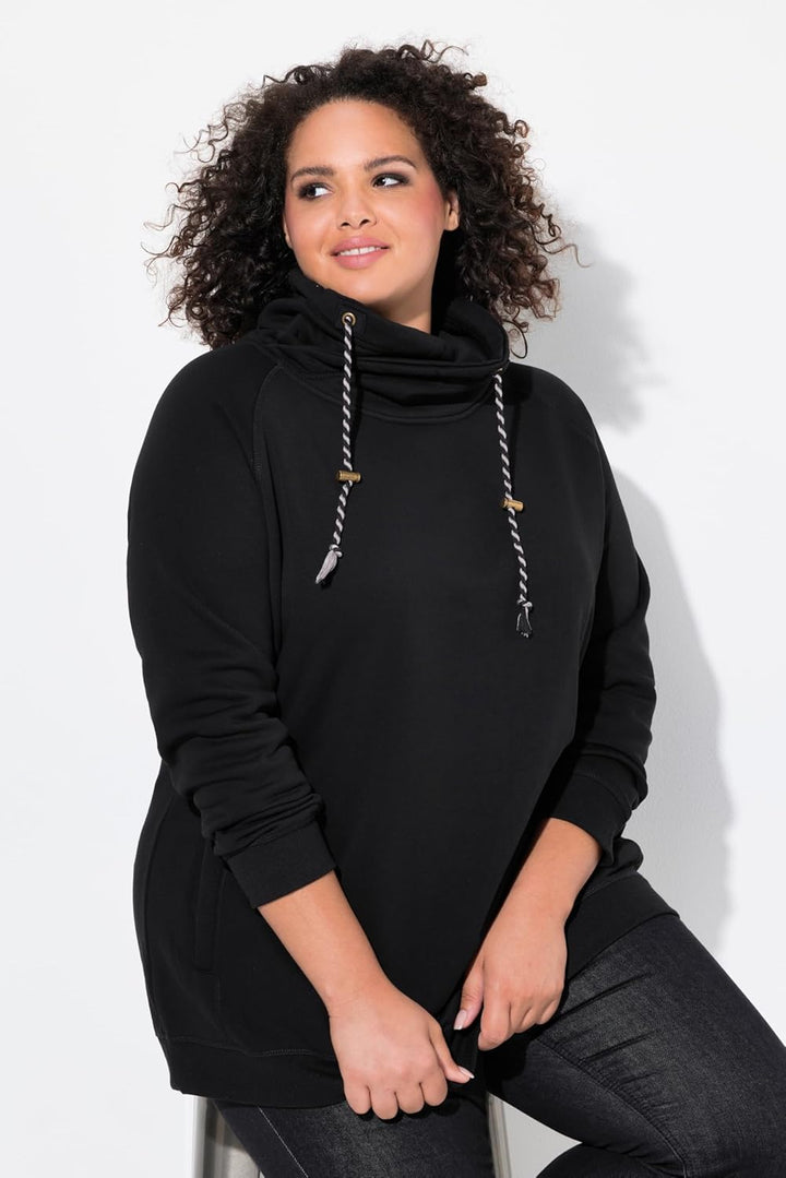 Ulla Popken Damen Sweatshirt 58-60 Schwarz, 58-60 Schwarz