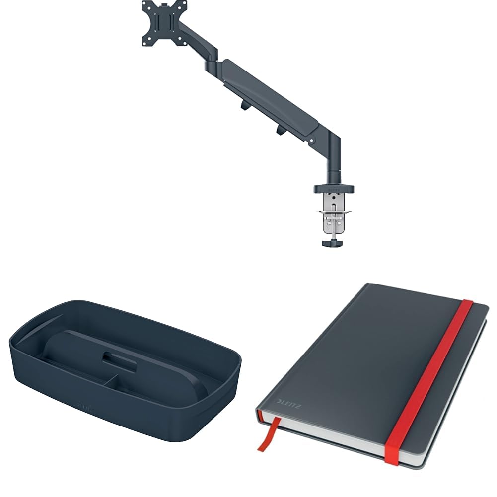 Leitz Ergo Set platzsparender Monitor-Arm mit MyBox Aufbewahrungsschale und hochwertigem Hardcover N