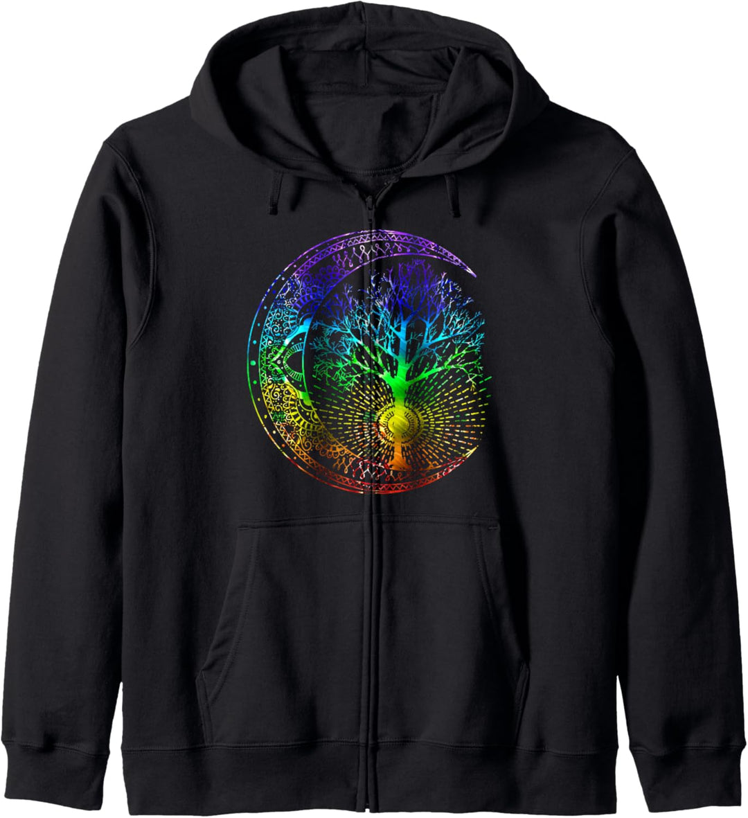 Mandala Mond Chakra Baum des Lebens Kapuzenjacke