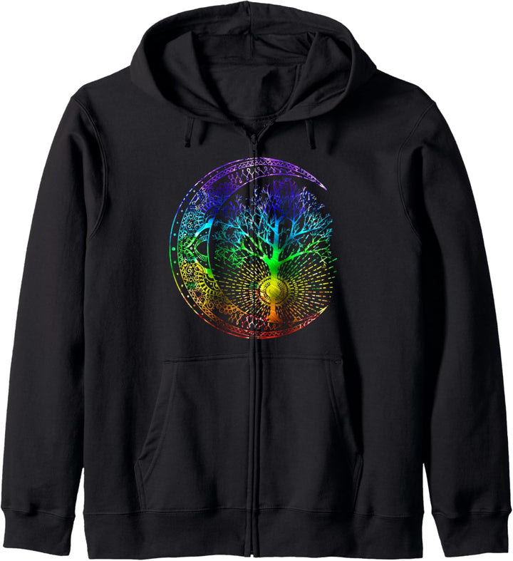 Mandala Mond Chakra Baum des Lebens Kapuzenjacke