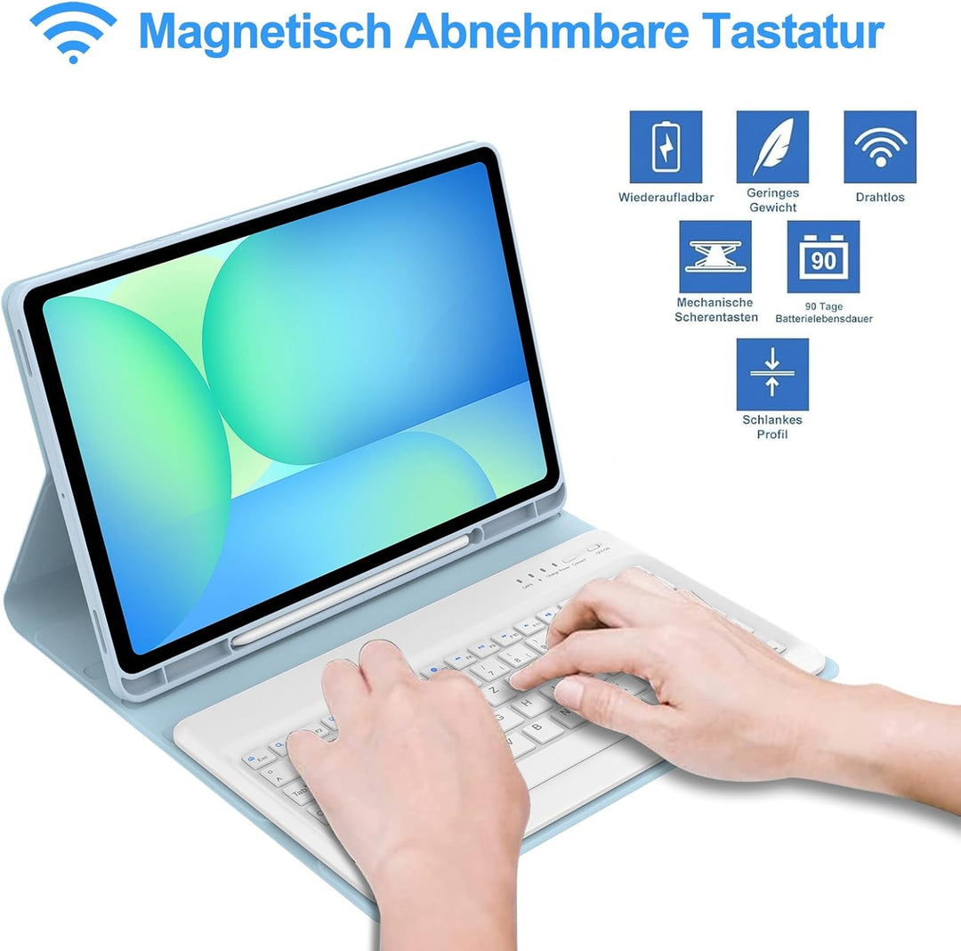 IVEOPPE Hülle mit Tastatur für Samsung Galaxy Tab S10 FE+ 13.1 Zoll, Deutsches QWERTZ-Layout, Tastat
