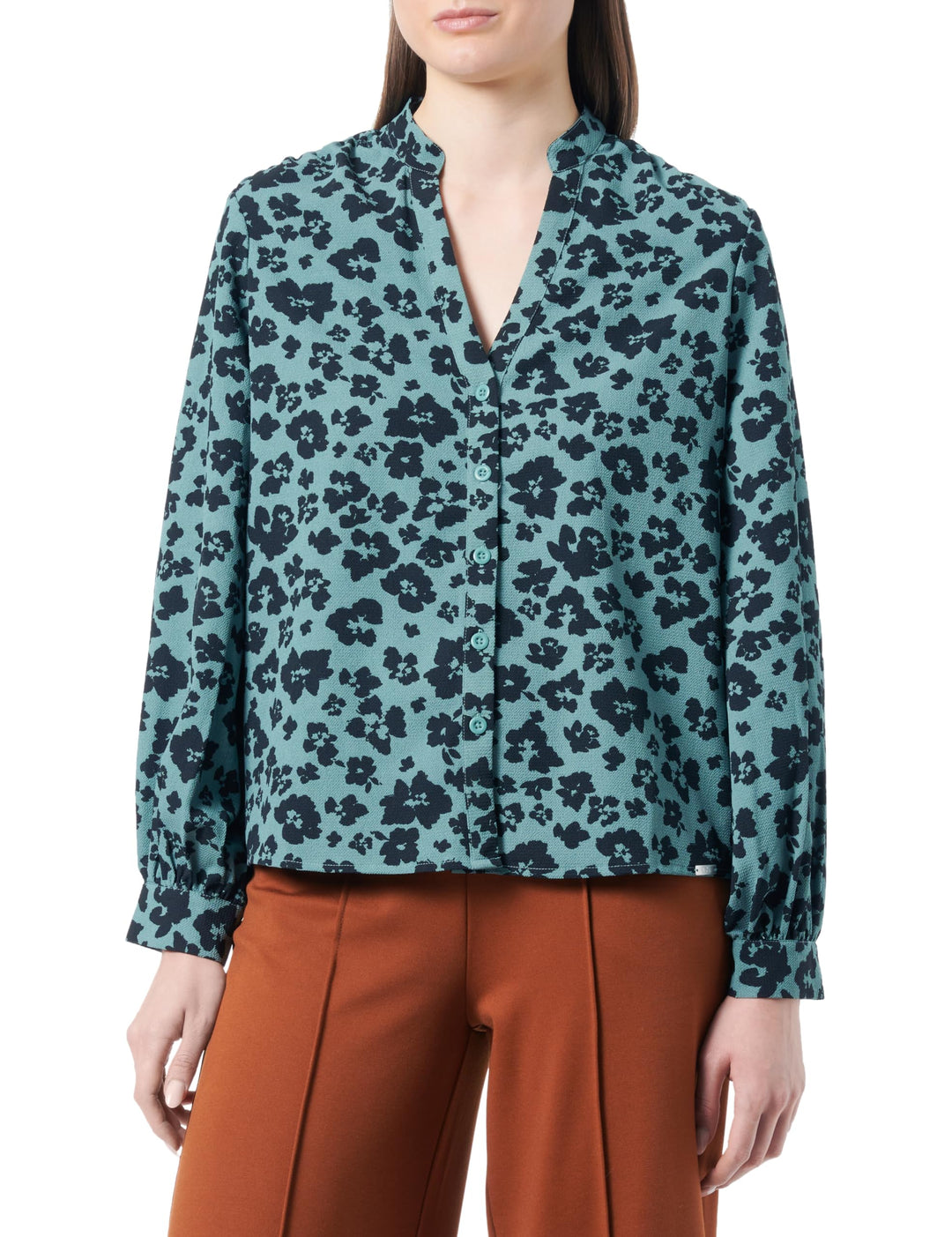 s.Oliver Damen Bluse Langarm, Blue Green