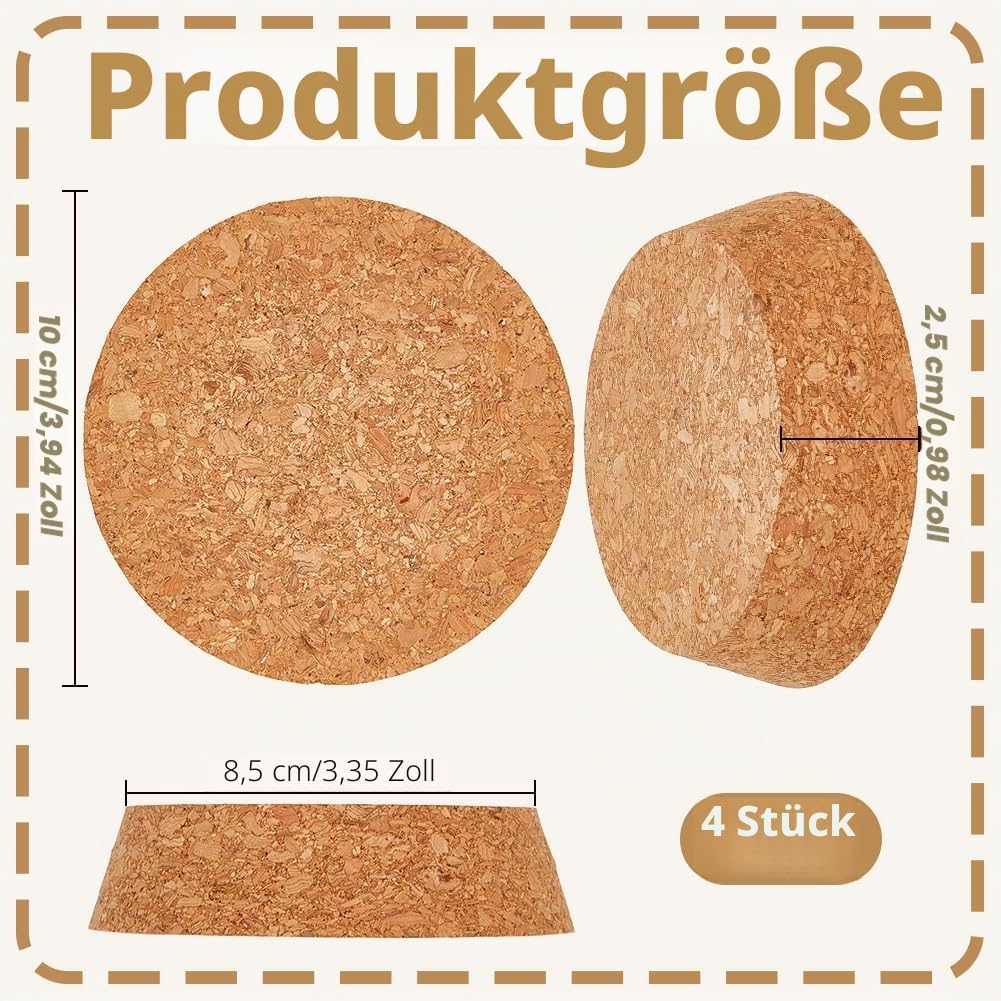 OLYCRAFT Grosse Korkstopfen 85–100 mm, konische Korkstopfen für Küche, Hochzeit, Konserven, 4 Stück