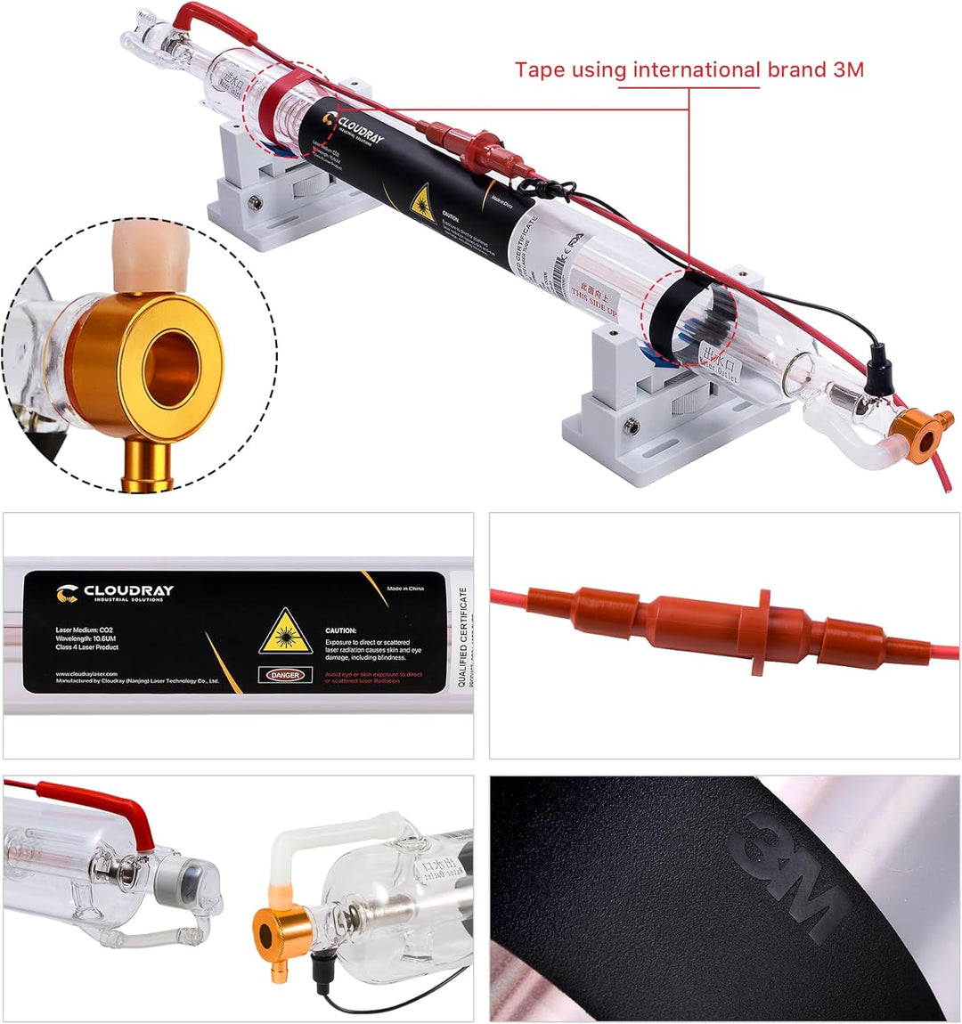 Cloudray CO2 Laser Tube Laserröhre 35W 40W 45W CO2 Glasröhre 720mm Länge & 50mm DM für CO2 Lasergrav