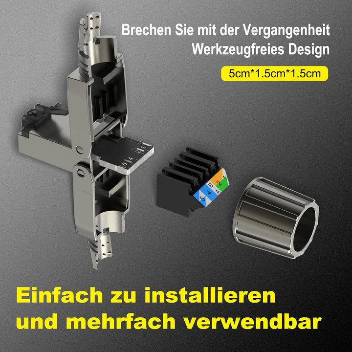 VCELINK RJ45 Stecker Werkzeuglos Cat 7 Cat6a, Netzwerkstecker POE++, Cat 7 Stecker 10 Gbps 600MHz Ge