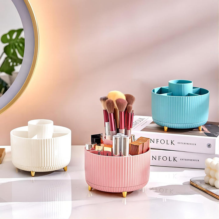 DASITON Make up Kosmetik Organizer mit 5 Fächern,360° Drehbarer Pinsel Organizer,Grosser Kapazität S