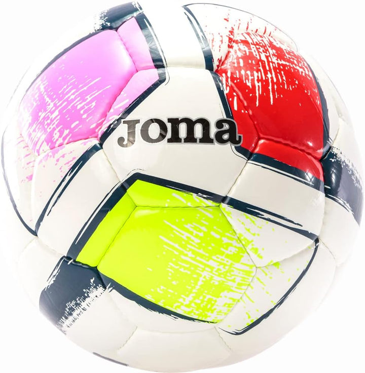 Joma 400649.203 Dali II, Fussball, Weiss/Mehrfarbig (Fuchsia, Rot, Neongelb), Grösse 5