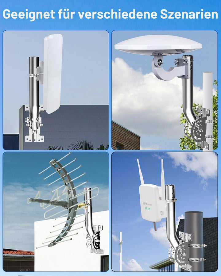 Antennenmast mit verstärktem Stift, J-Stab aus massivem Edelstahl, rostfrei (3,5 cm x 30 cm), kompat