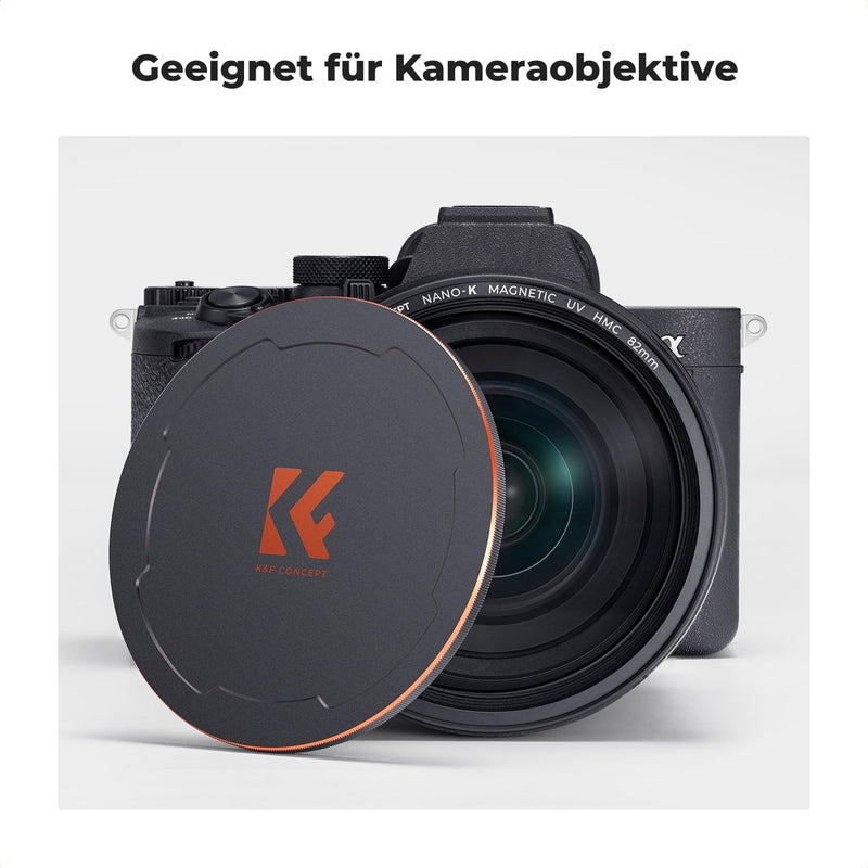 K&F Concept 2-in-1 Magnetic Metall Objektivdeckel mit Gewinde-82mm,Kompatibel mit Objektiven und K&F