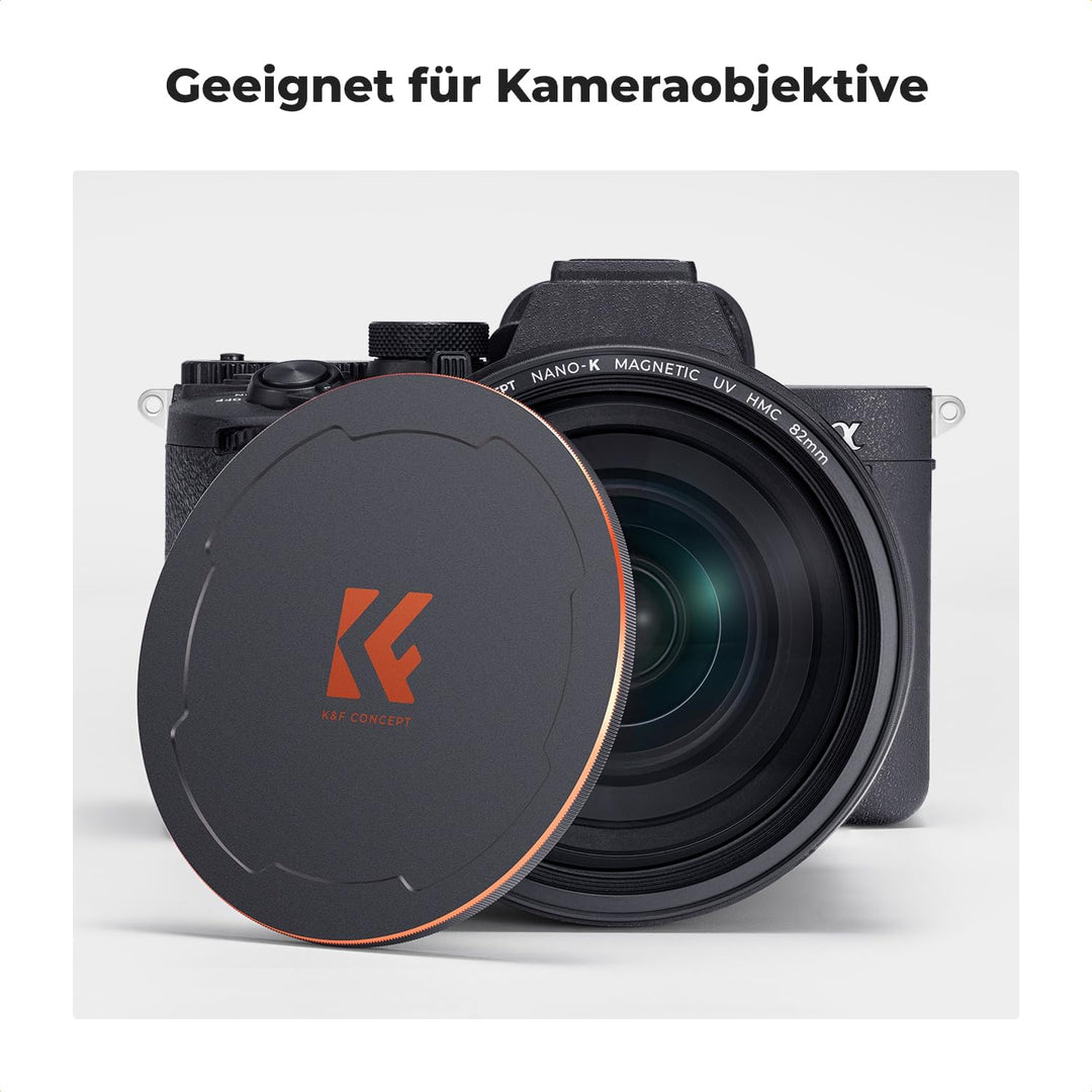 K&F Concept 2-in-1 Magnetic Metall Objektivdeckel mit Gewinde-52mm,Kompatibel mit Objektiven und K&F