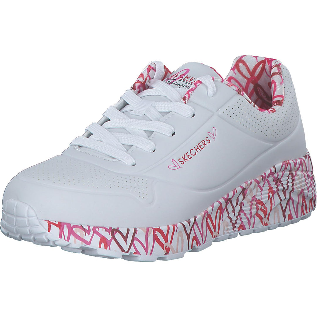 Skechers Mädchen Uno Lite Lovely Luv Sneaker 37 EU White Synthetic Red Pink Trim, 37 EU White Synthe