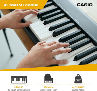 Casio CDP-S110BK Digitalpiano mit 88 gewichteten Tasten, schwarz Schwarz Single, Schwarz Single