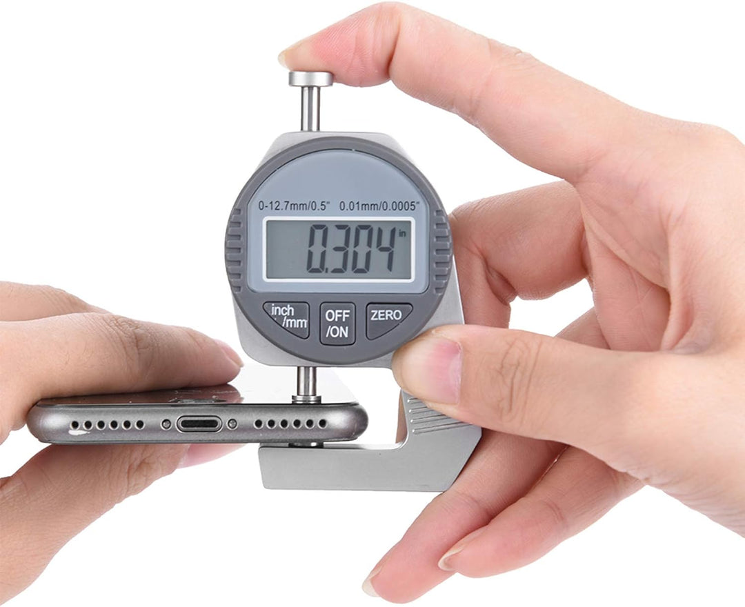 Dickenmessgerät, Digital Thickness Gauge Flat Measure Head Precise LCD Display Readout Percentage El