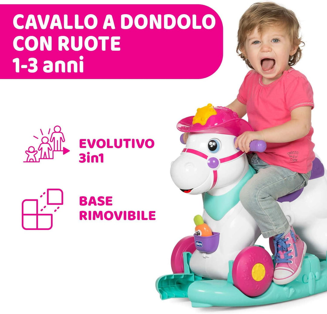 Chicco - Schaukelpferd für Kinder Miss Baby Rodeo, Lernspiel und interaktives Spiel, reitendes Pferd