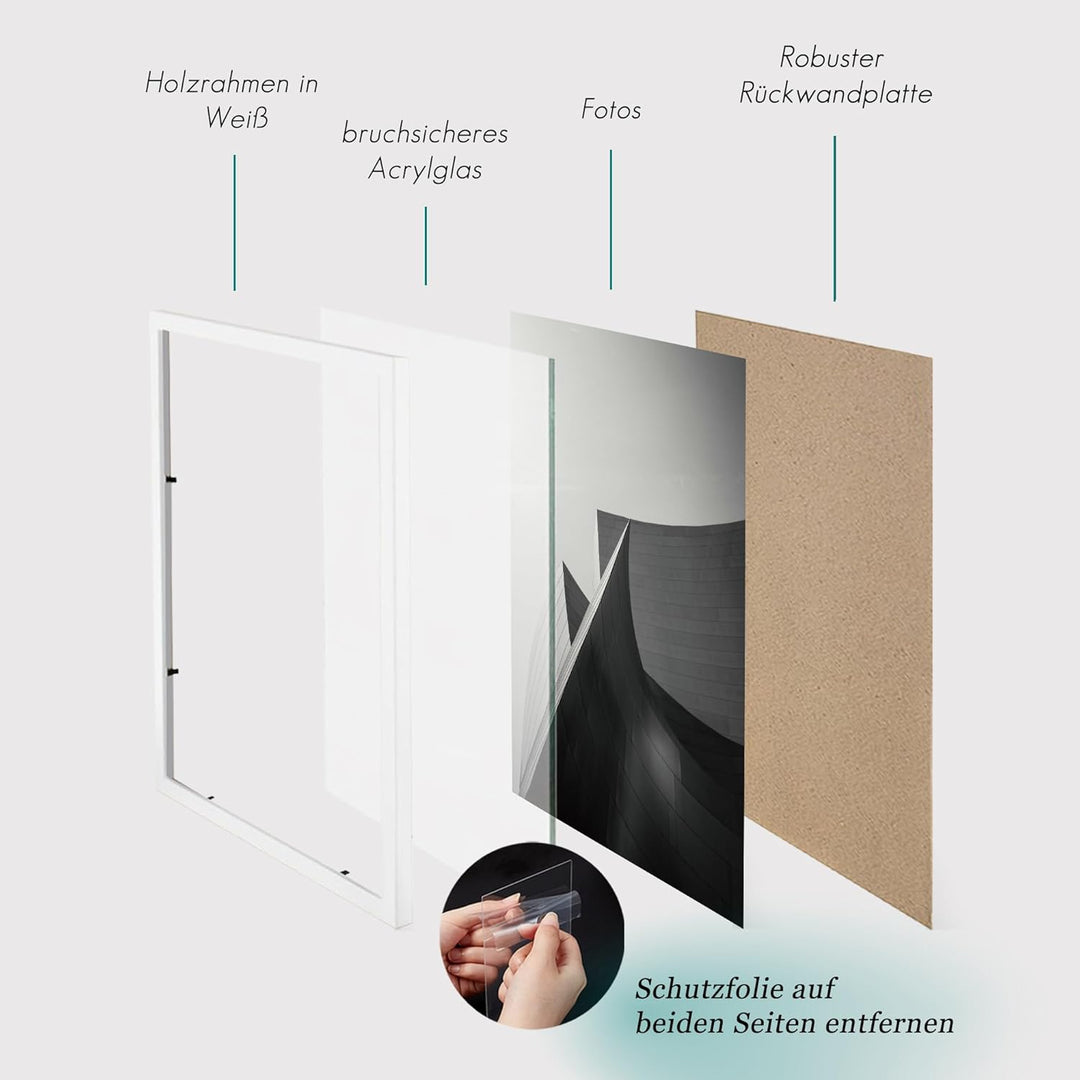 VUVUZULA Bilderrahmen 30x40cm Weiss Holz Fotorahmen 12x16 Zoll Holzrahmen MDF Rahmen 30x40cm 3er Set