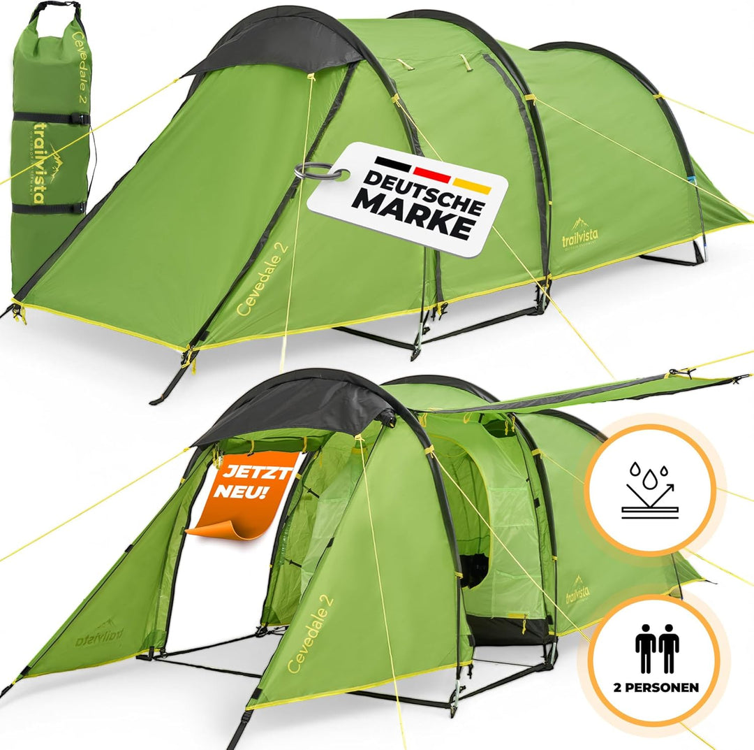 Cevedale Zelt 4 Personen Wasserdicht, leicht, kompakt & schnell aufbaubare Zelte, Camping Zelt mit V