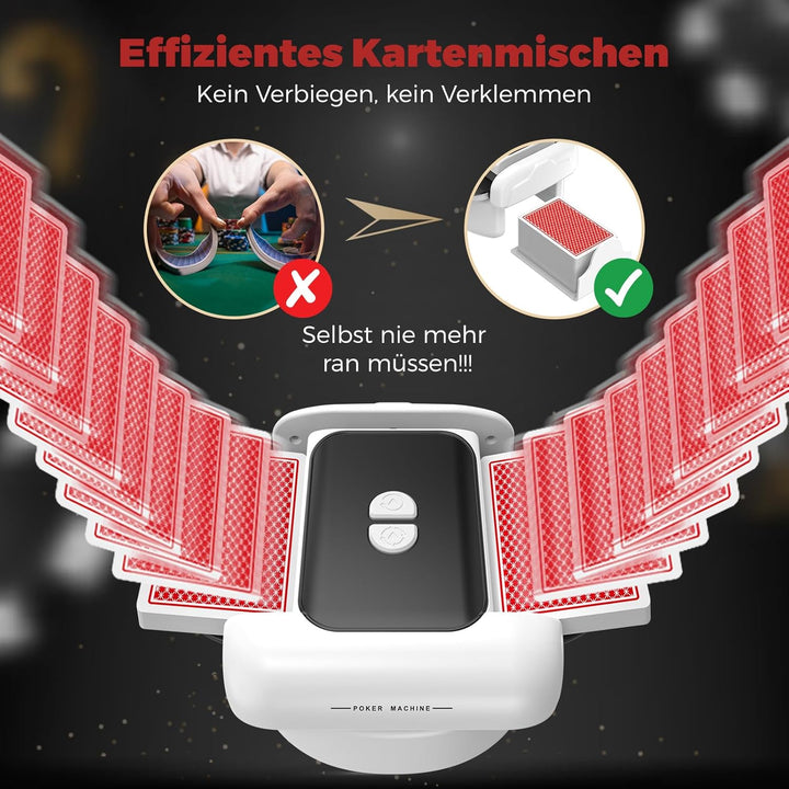 Automatischer Kartenmischer, 2 Laufmodi, Aufladbar mit Langzeit-Batterie, Geräuschlos, für UNO, Poke