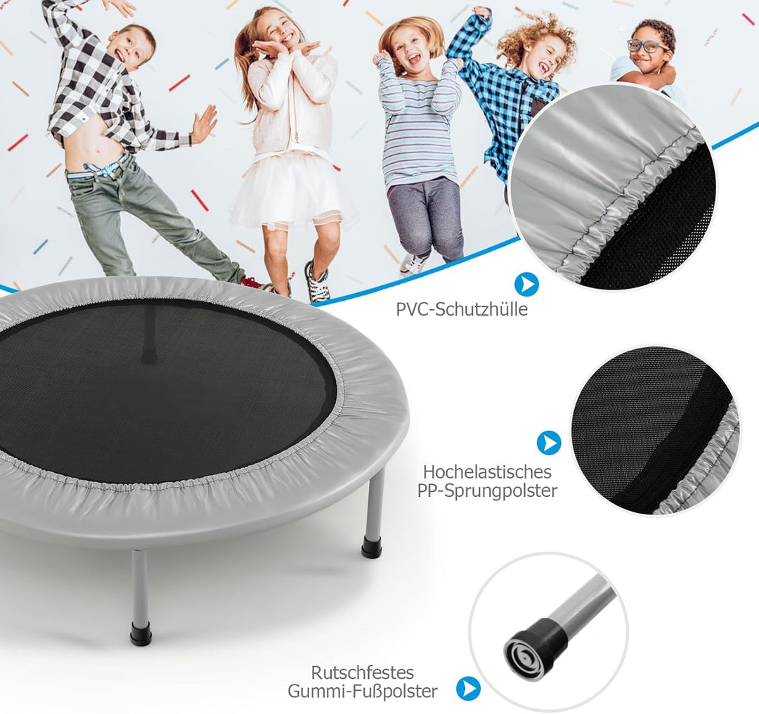 GOPLUS Faltbares Trampolin, Ø97cm Kindertrampolin klappbar bis 150kg Belastbar, Fitness Trampolin mi