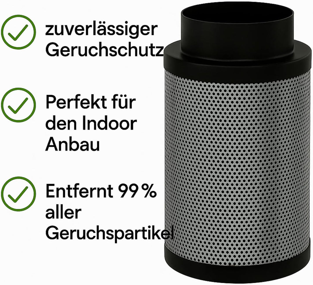 Weedness Aktivkohlefilter Anti Geruch für Indoor Grow, 480 m³/h, 125 mm, 40 cm, Belüftung, Geruchsfi