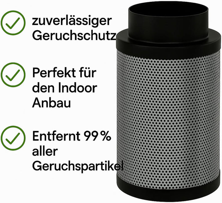 Weedness Aktivkohlefilter Anti Geruch für Indoor Grow, 480 m³/h, 125 mm, 40 cm, Belüftung, Geruchsfi