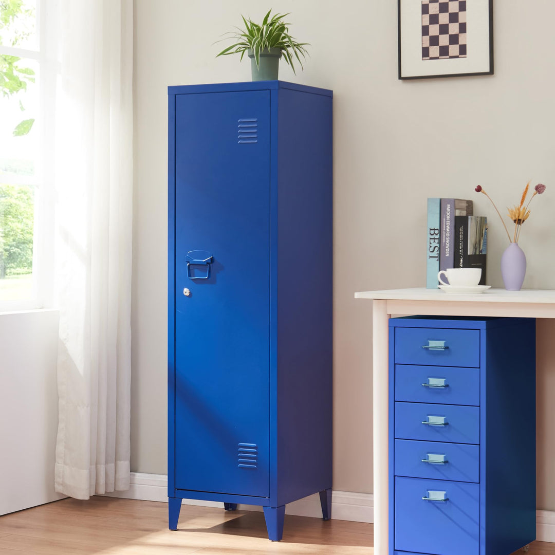 [en.casa] Einzelspind Kurikka Metallspind mit 2 Ablagen 137 x 38 x 38 cm abschliessbar Schliessfachs