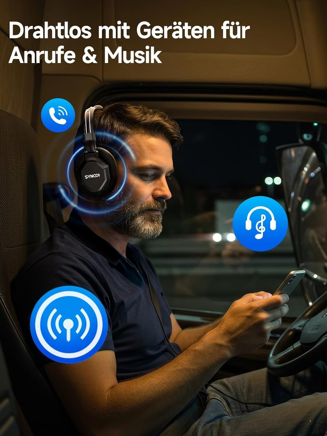 SYNCO XTALK XMax5 Wireless Intercom Headset, Zwei-Ohr Headset 500m Reichweite 24h Akku für Event TV