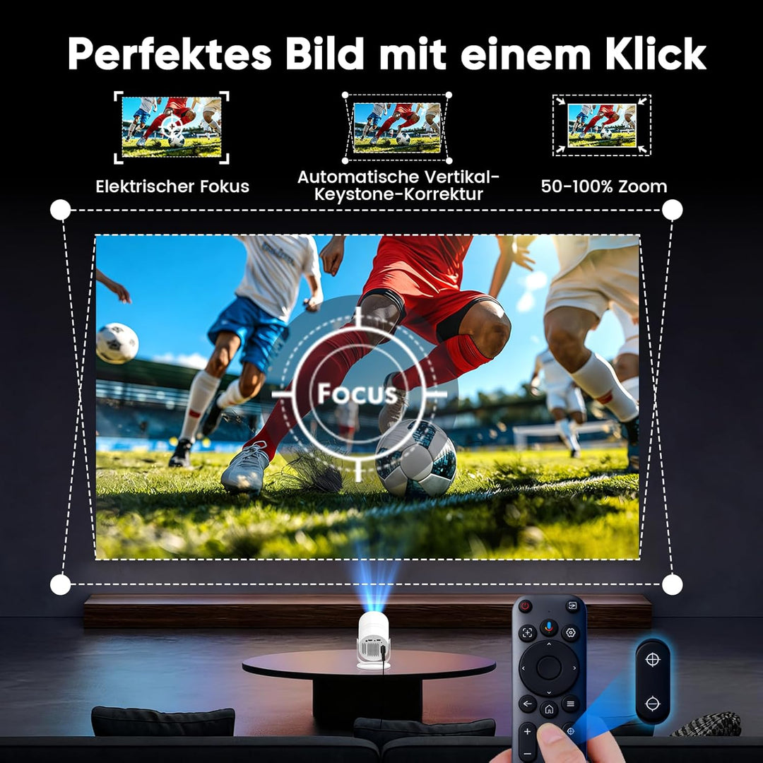 【GTV & KI-Sprachsteuerung】 Tecaki Mini-Projektor, tragbarer Projektor mit über 1.900 zertifizierten