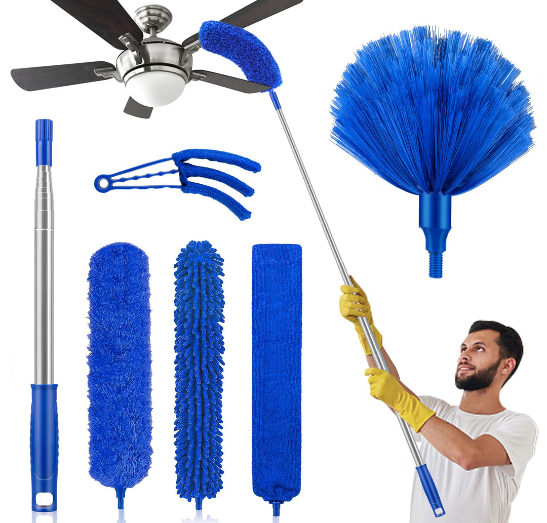Staubwedel mit Verlängerungsstange, Mikrofaser-Deckenventilator, Spinnennetz-Staubwedel für hohe Dec