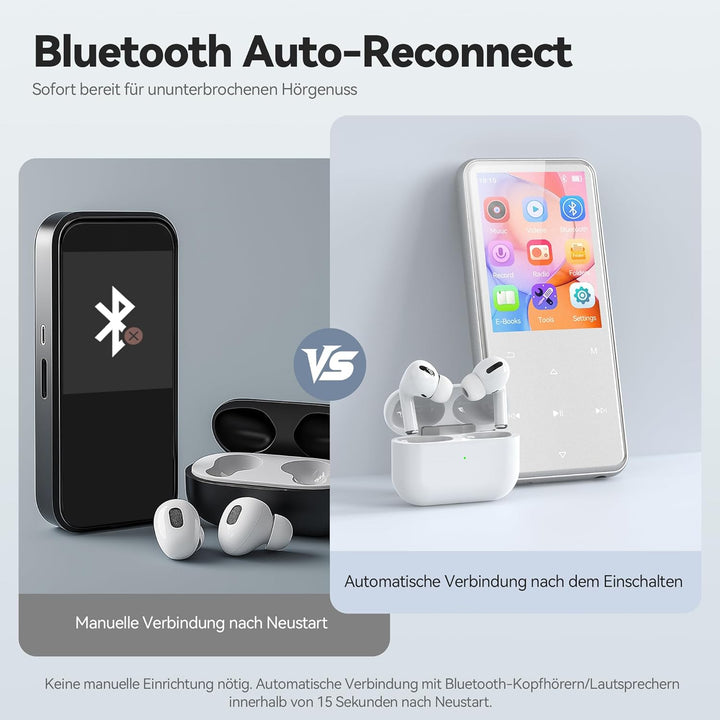 AGPTEK 64GB MP3 Player Bluetooth 5.3 mit 2,4" TFT Farbbildschirm, HiFi Musik Kinder MP3 Player mit L
