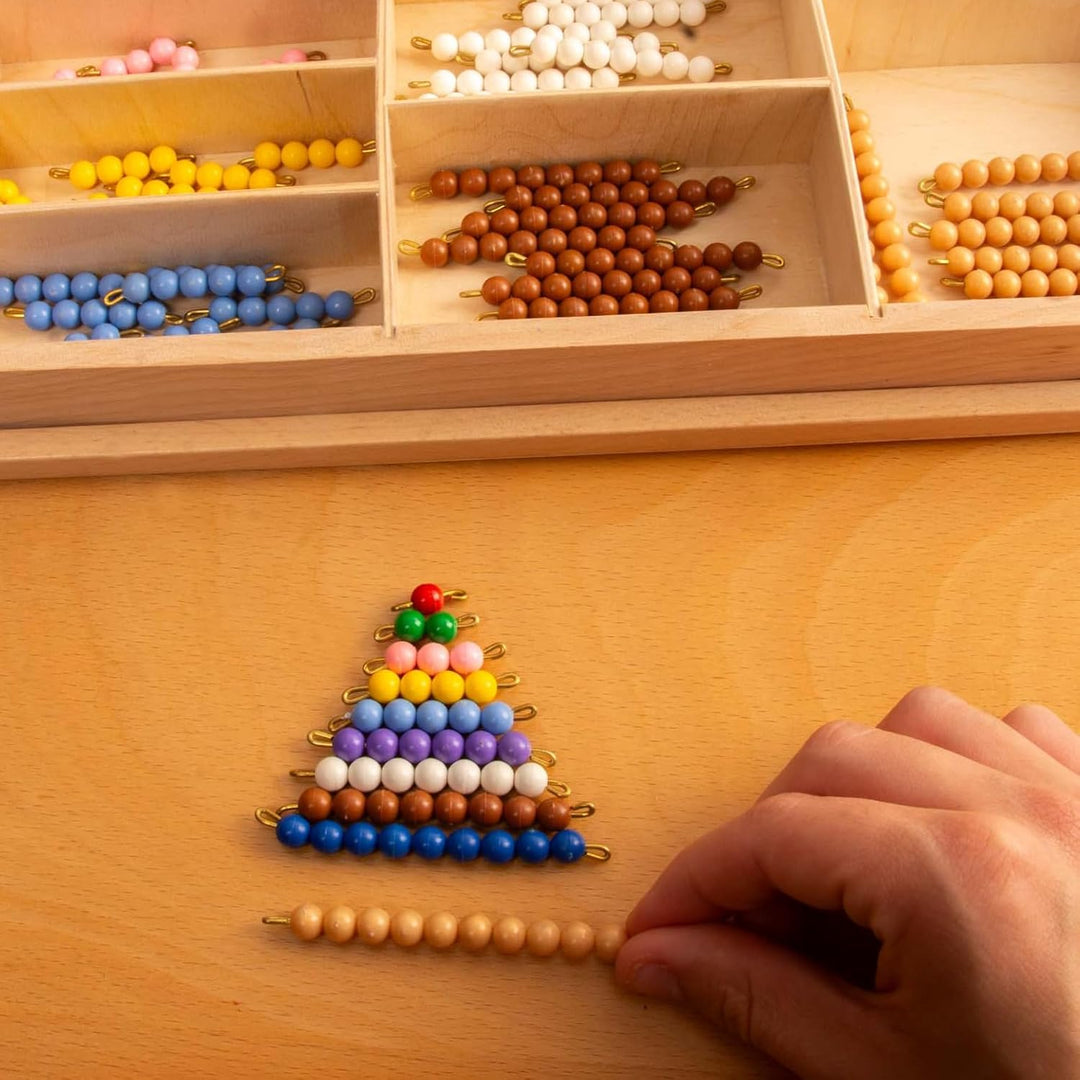 MontiPlu – Farbiges Montessori-Perlenmaterial zum Üben vieler Rechenaufgaben: ideal für Schule, Nach