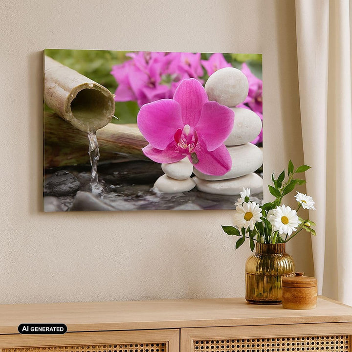 Bilder auf Leinwand 100x70cm Leinwandbild Orchidee Bambus Dekoration Spa Gross Wanddeko Bild Schlafz