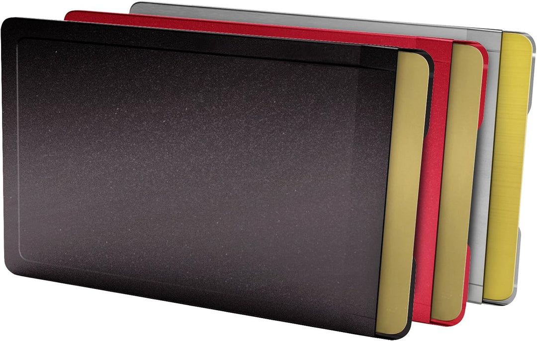 CardTresor Color Kartenschutzhülle aus Edelstahl, 3er-Set rot, schwarz, Edelstahl, RFID/NFC-Schutz