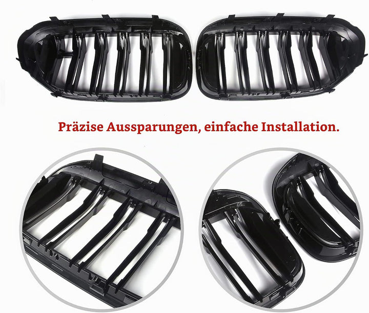 YIUBCZOQI G30 Kühlergrill, vorderer Nieren Grill passend für BMW 5er G30 G31Nieren Schwarz 2017-2020