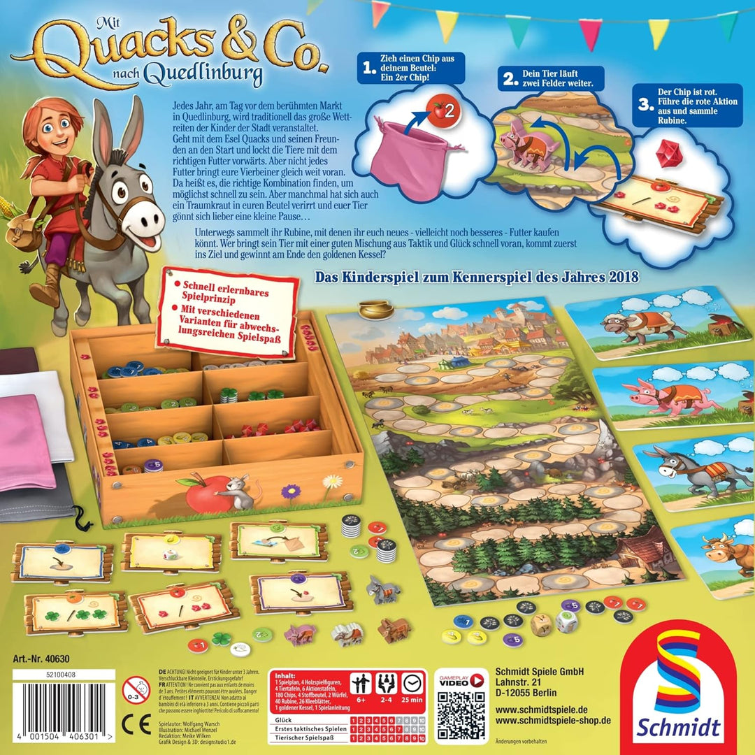 Schmidt Spiele 40630 Mit Quacks &amp; Co. nach Quedlinburg, Kinderspiel zum Kennerspiel des Jahre 2018,