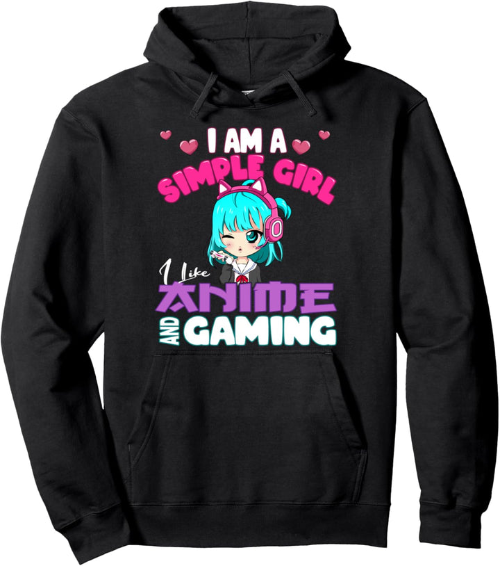 I am a simple girl Anime & Gaming Chibi Grafik-Videospiele Pullover Hoodie
