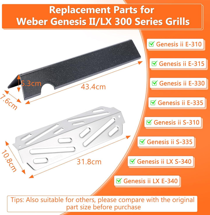 Denmay Flavorizer Bars 66032 und Wärmeabweiser 66040 für Weber Genesis II E-310, II E-330, II E-335,