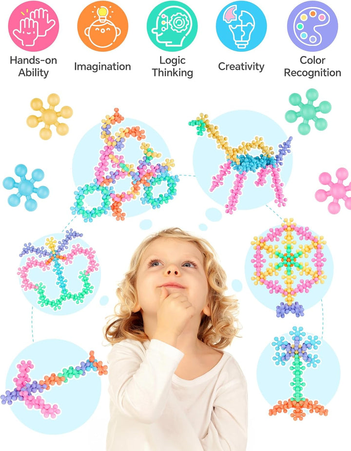 600PCS Interlocking Snowflake Building Block Toy (Macaron Colors) 600PCS Macaron-farben, 600PCS Maca