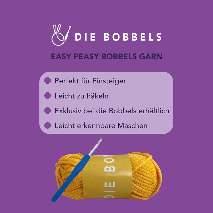Die Bobbels“ Einsteiger Häkelset für Anfänger mit kinderleichtem Garn, Hilfsmitteln und Schritt-für-