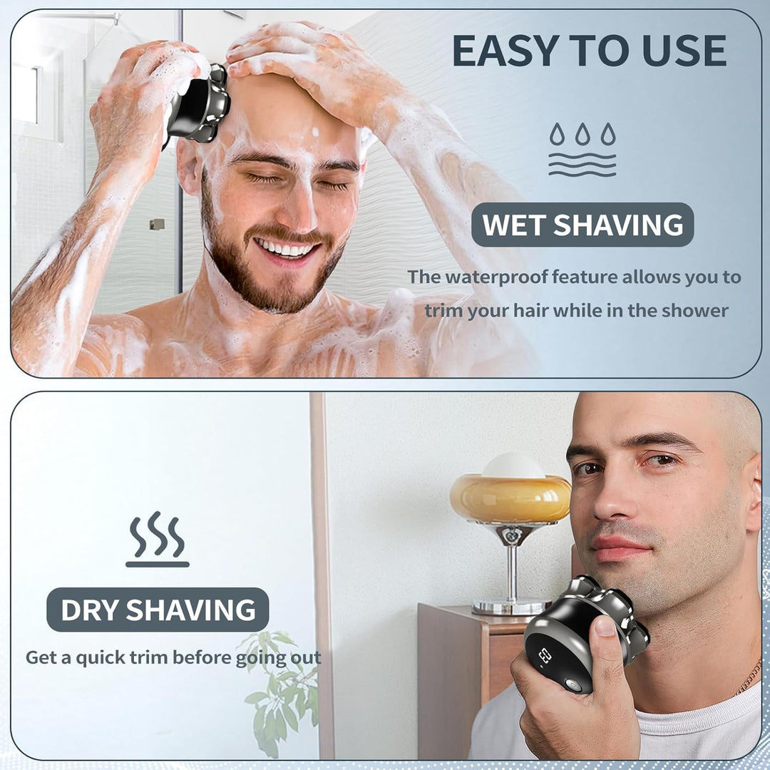 Glatzen Rasierer Herren Elektrisch, 7D Flexibler Detachable Glatzenrasierer, Magnetische Schwebender