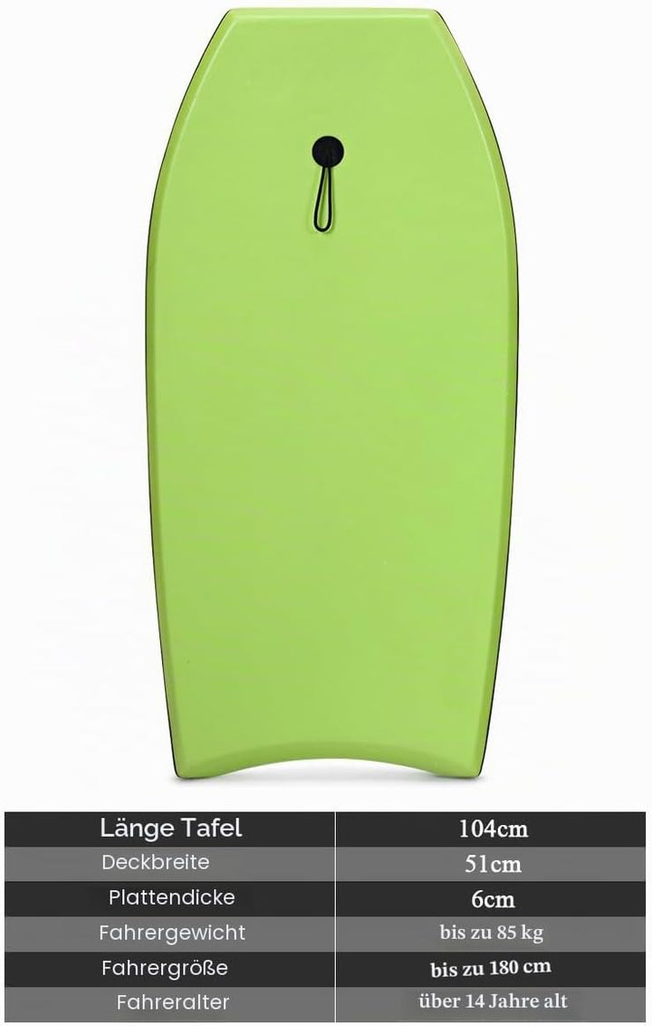 HOMASIS Surfbrett L, Bodyboard aus XPE und HDPE mit Handschlaufe, Halbmond Surfbrett, geeignet ab 14