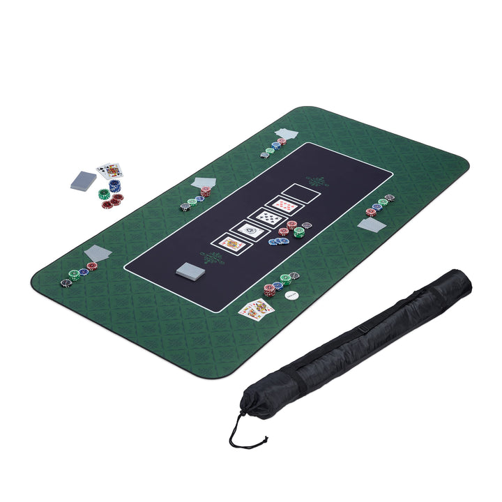 Relaxdays Pokermatte 180 x 90 cm, Texas Holdem, Pokertischauflage gross, rutschhemmend, Polyester, P