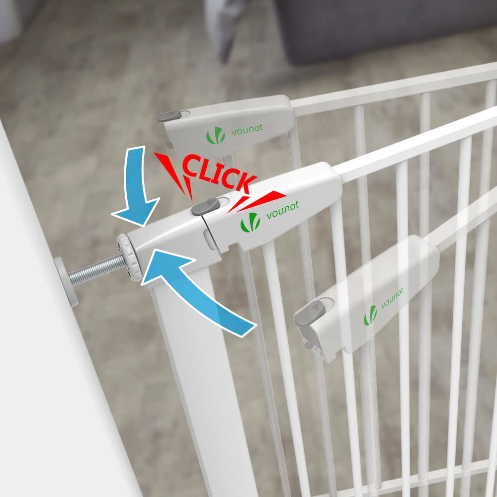 VOUNOT Treppenschutzgitter 75–96cm, ohne Bohren, Türschutzgitter für Kinder, Hunde und Katzen,Treppe