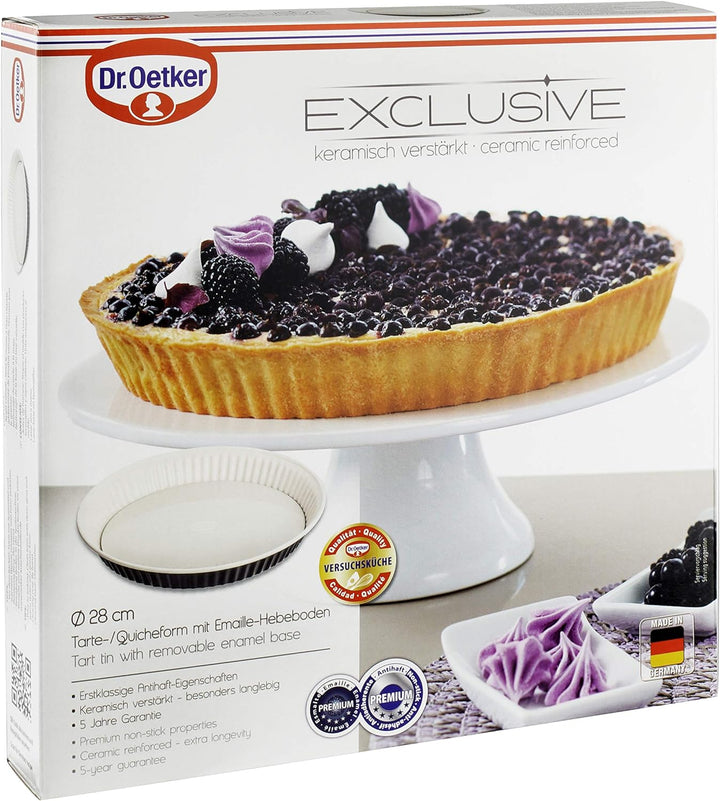 Dr. Oetker Quicheform Ø 28 cm EXCLUSIVE, Tarteform mit schnitt- &amp; kratzfestem Hebeboden mit Emaille-