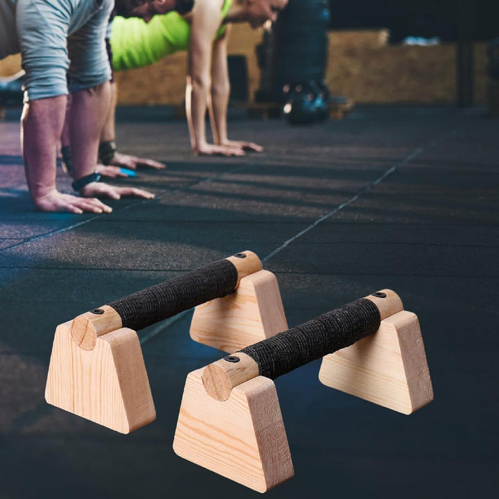 Fitness Liegestützstangen Holz Parallettes Krafttraining Stabil Anti Slip Grip Push Up Stand für Fit